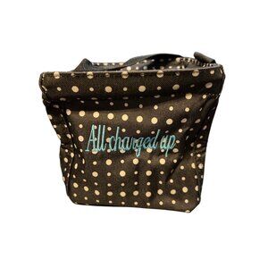 Thirty-One Polka Dot Mini Insulated Tote Bag "All Charged Up" Black/White